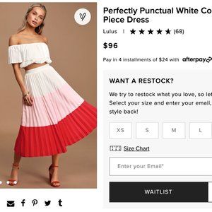 BRAND NEW- Lulu's Perfectly Punctual White Colorblock Pleated Two-Piece Dress